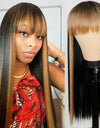 Heat Resistant Natural Hair Long Straight Wig With Bangs