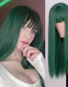 Heat Resistant Natural Hair Long Straight Wig With Bangs