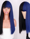 Heat Resistant Natural Hair Long Straight Wig With Bangs