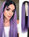 Heat Resistant Natural Hair Long Straight Wig With Bangs
