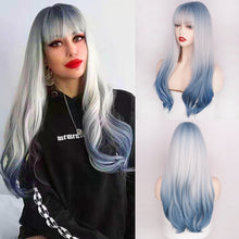 Load image into Gallery viewer, Heat Resistant Natural Hair Long Straight Wig With Bangs
