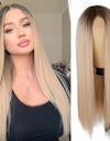 Heat Resistant Natural Hair Long Straight Wig With Bangs