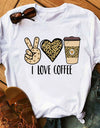 I Love Coffee Letters Graphic Printed Women T-shirt
