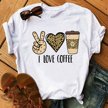 Load image into Gallery viewer, I Love Coffee Letters Graphic Printed Women T-shirt
