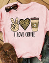I Love Coffee Letters Graphic Printed Women T-shirt