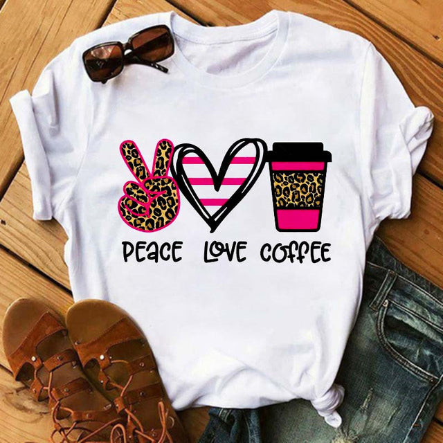I Love Coffee Letters Graphic Printed Women T-shirt