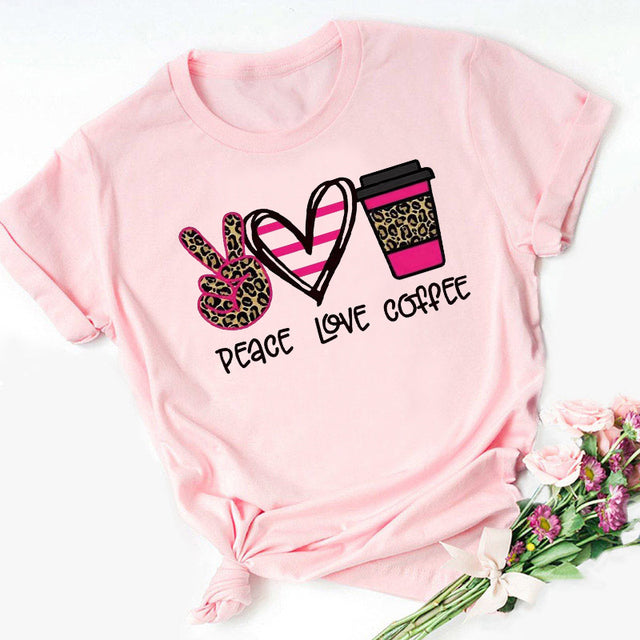I Love Coffee Letters Graphic Printed Women T-shirt