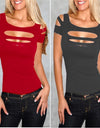 Cut Out Short Sleeve Casual T-Shirt Top