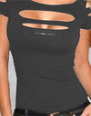Cut Out Short Sleeve Casual T-Shirt Top