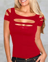 Cut Out Short Sleeve Casual T-Shirt Top