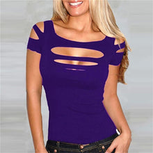 Load image into Gallery viewer, Cut Out Short Sleeve Casual T-Shirt Top
