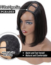 U Part Bob Wig Short Straight Human Hair Wigs Natural Color 180% Density Hair