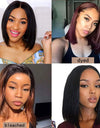U Part Bob Wig Short Straight Human Hair Wigs Natural Color 180% Density Hair