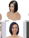U Part Bob Wig Short Straight Human Hair Wigs Natural Color 180% Density Hair