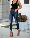 Ripped Casual Denim High Waist Skinny Pant