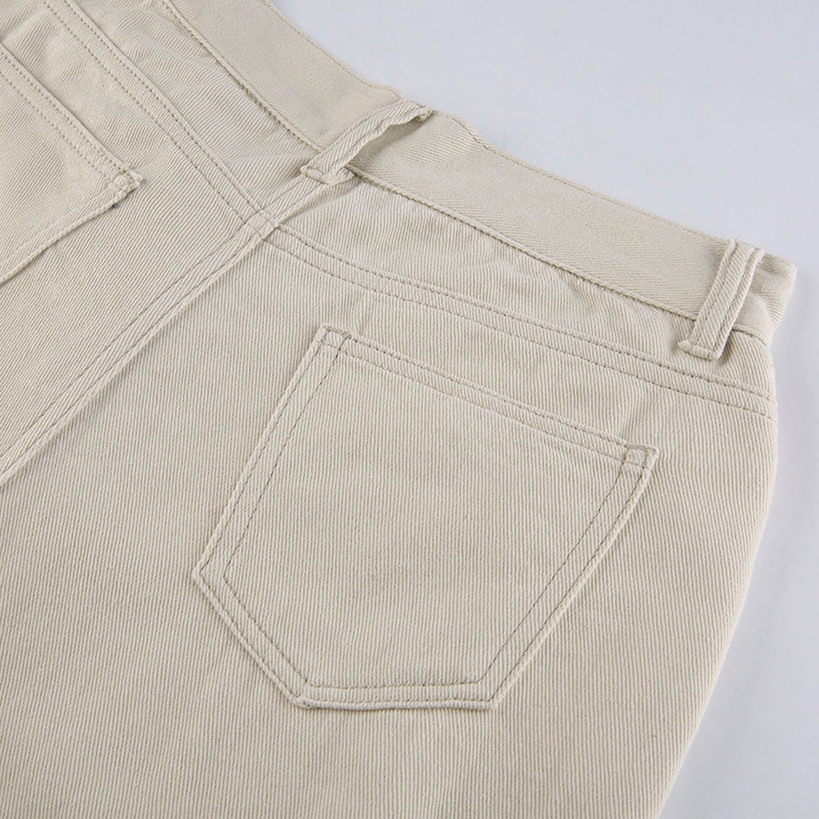 Beige Hollow Ripped Jeans