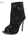 Black Buckle Open High Heel Shoes