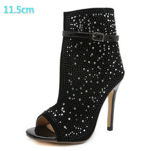 სურათის ჩატვირთვა გალერეის მნახველში, Black Buckle Open High Heel Shoes
