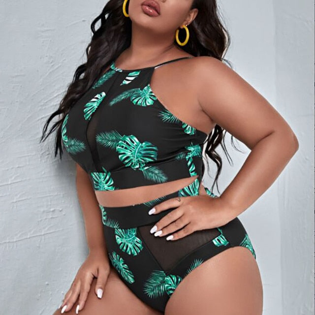 Plus Size Bowknot High Waist Brazilian Bikini Set
