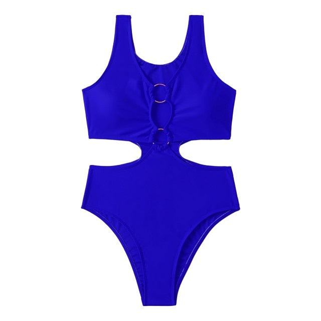 Wrap Push Up Solid One-Piece Bathing Suit