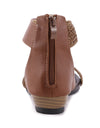 Fish Mouth Leather Canvas Wedge Sandals