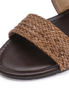 Fish Mouth Leather Canvas Wedge Sandals
