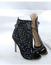 Black Buckle Open High Heel Shoes