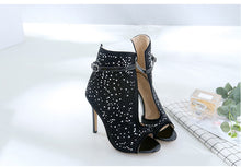 სურათის ჩატვირთვა გალერეის მნახველში, Black Buckle Open High Heel Shoes
