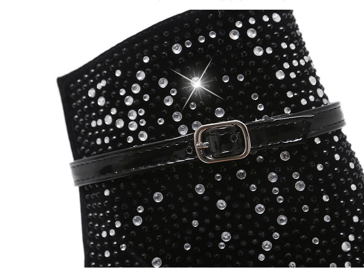 Black Buckle Open High Heel Shoes