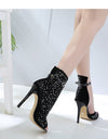 Black Buckle Open High Heel Shoes