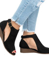 Flat Wedge PVC Buckle metal Ankle strap shoes