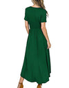 V-neck Short Sleeve Causal Long Dress