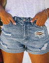 High Waist Casual Zipper Shorts