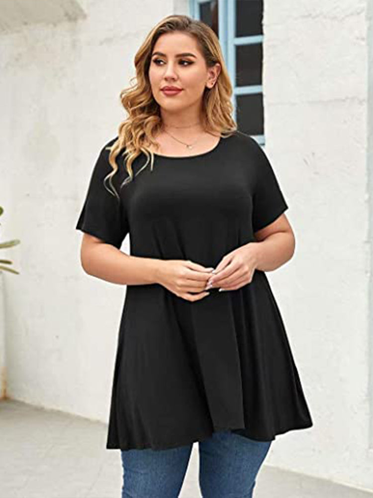 Plus Size Short Sleeve Tunic Blouse