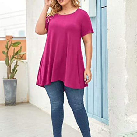 Plus Size Short Sleeve Tunic Blouse