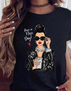 Women Black T Shirt