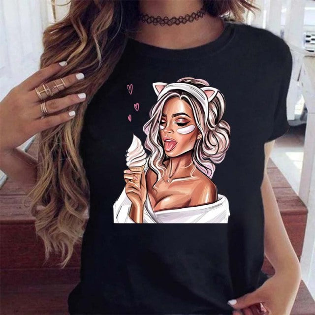 Women Black T Shirt