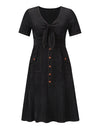 Casual V-neck Short Sleeve Button Dresses