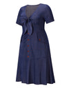 Casual V-neck Short Sleeve Button Dresses