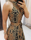 Elegant Sleeveless Baroque Print Sleeveless Midi Dress