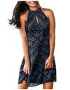 Summer Beach Dress With Floral Print Halter Neck Sleeveless Splice Dress