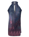 Summer Beach Dress With Floral Print Halter Neck Sleeveless Splice Dress