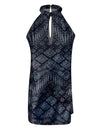 Summer Beach Dress With Floral Print Halter Neck Sleeveless Splice Dress