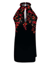 Summer Beach Dress With Floral Print Halter Neck Sleeveless Splice Dress
