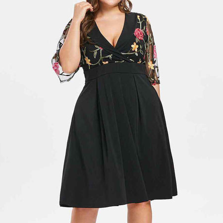 XL-5XL Plus Size Short Sleeve Floral Boho Sundress