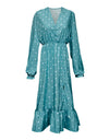 Casual Ruffle V Neck Lantern Sleeve Dress