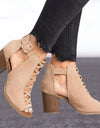 Hollow Out Square Heel Peep Toe Sandals