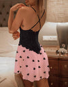 V Neck Spaghetti Straps Floral Print Nightgown