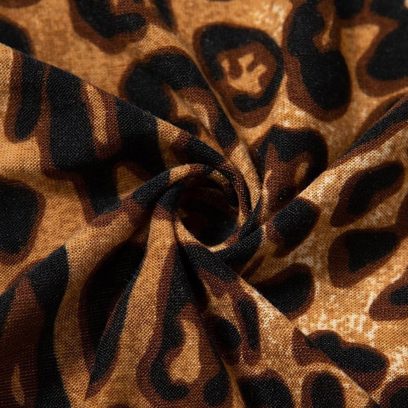 Casual Turtleneck Sleeveless Leopard Bodysuit