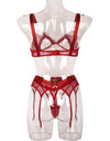 Wireless Lace Hollow Out Sexy 3 Piece Set